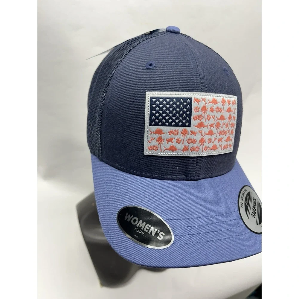 Columbia PFG Women's Fish Flag Snap Back Blue One Size Trucker Hat (YB)